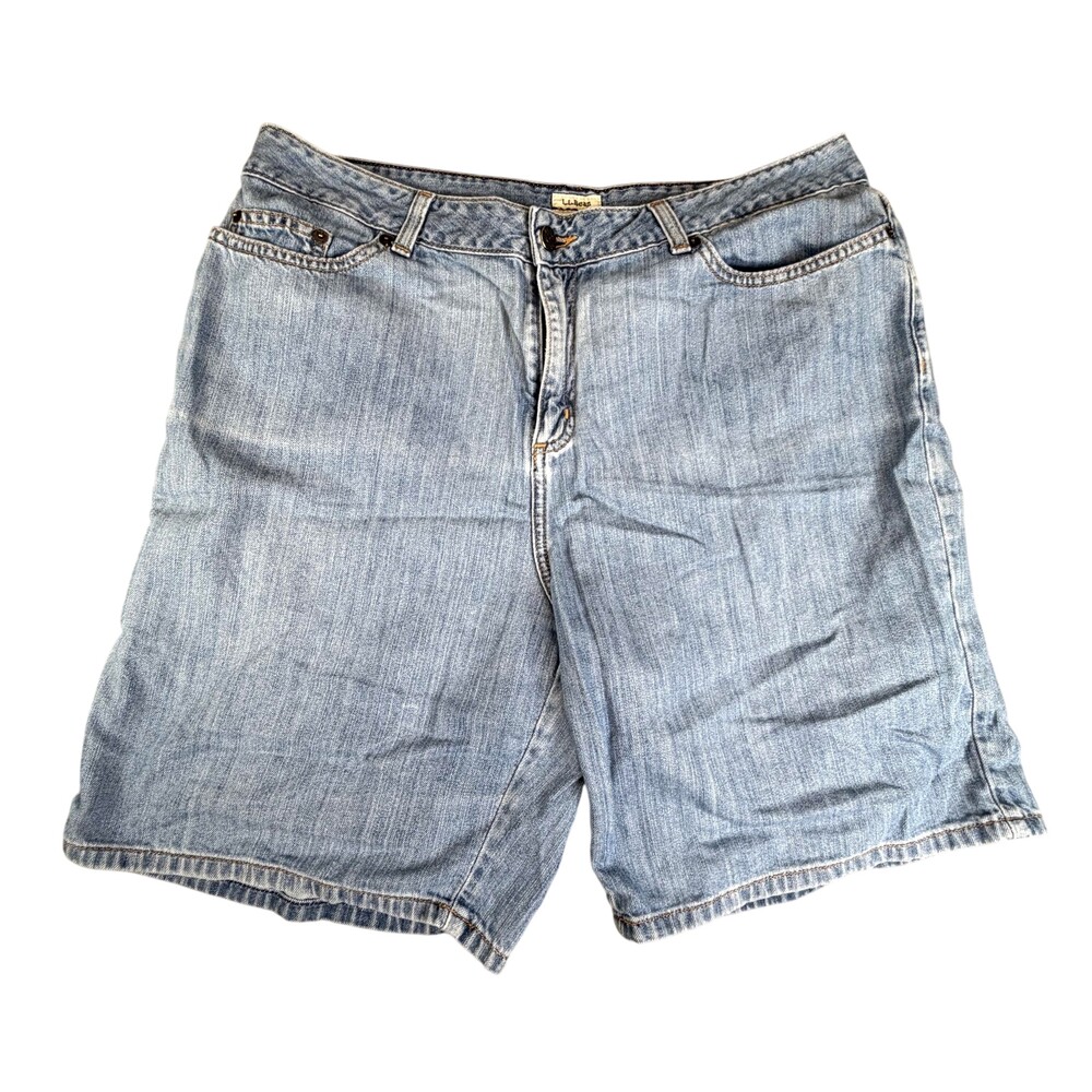 L.L. Bean Denim Bermuda Shorts Womens 16 Blue Classic Fit 7.5 In Inseam